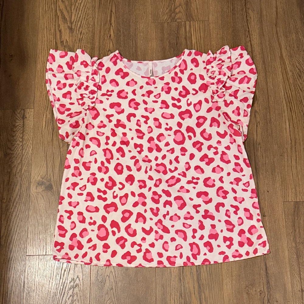 Stylish Pink Leopard Print Women's Blouse